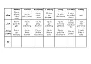 English Worksheet: weekly plan