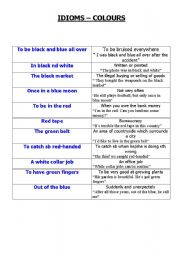 English Worksheet: IDIOMS-COLOURS