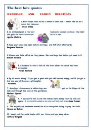 English Worksheet: Fun with reading:The best love quotes: love and marriage relations 