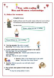 English Worksheet: Fun with reading: part 3 Jokes for women