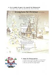 English worksheet: driving home for Christma-song