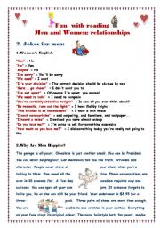 English Worksheet: Fun with reading:  part 4 Jokes for men