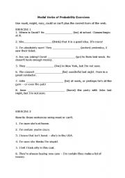 English worksheet: modal verbs