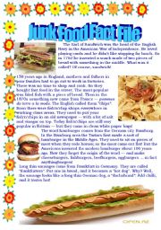 English Worksheet: Junk food Fact file - a short history of its invention