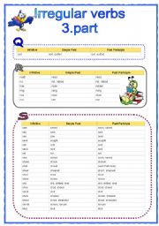 English Worksheet: Irregular verbs - 3. Part