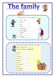 English Worksheet: The family exercises