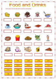 English Worksheet: Food n Drinks