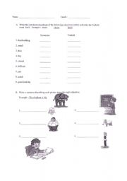 English worksheet: Adjectives (synonyms)