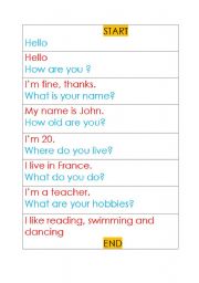 English Worksheet: Introductions (speaking and listening chain)