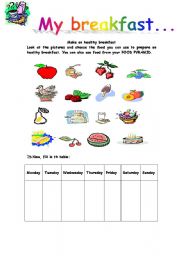English Worksheet: My breakfast