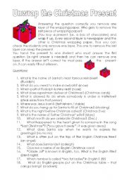 English Worksheet: Christmas Fun - Unwrap the Present