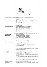 English Worksheet: TELEPHONE LANGUAGE 