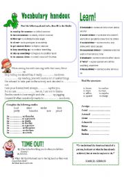 English Worksheet: VOCABULARY HANDOUT 3