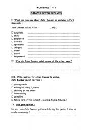 English Worksheet: DANCES WITH WOLVES worksheet 2