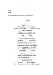 English worksheet: Maria Carey Song - fill in the blanks