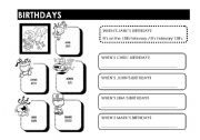 English Worksheet: BIRTHDAYS