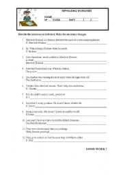 Grammar worksheet-Rephrasing