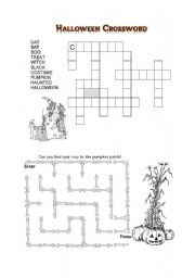 English Worksheet: Halloween crossword