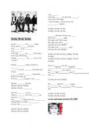 English Worksheet: Sunday Bloody Sunday