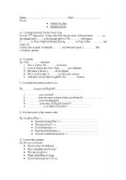 English worksheet: Grammar Worksheet Verb to BE