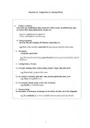 English worksheet: conjunctions&linking words for elementary level
