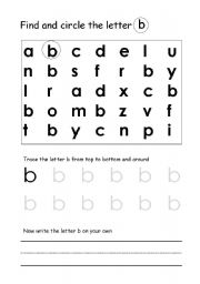 English worksheet: Recognizing and writing letters: b