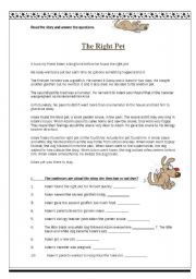 English Worksheet: The Right Pet