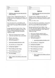 English Worksheet: past simple test
