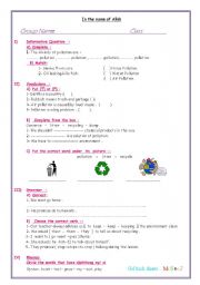 English Worksheet: Pollution