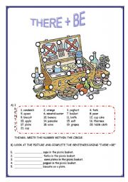 English Worksheet: there + be/ countable and uncountable nouns