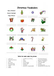 English Worksheet: Christmas Vocabulary!