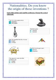 English worksheet: Inventions - nationalities