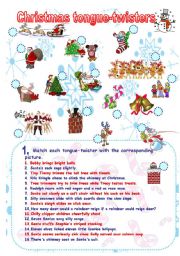 English Worksheet: Fun and phonetics: Christmas tongue-twisters II