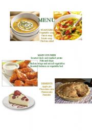 English Worksheet: menu