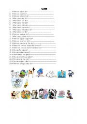 English Worksheet: can 