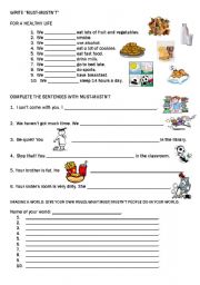 English Worksheet: must-mustnt