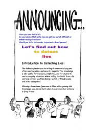 English Worksheet: How to detect lies