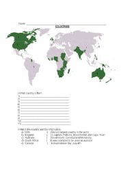 English Worksheet: Some Countries