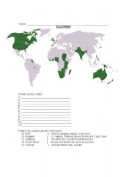 English worksheet: Some Countries