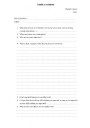 English worksheet: Reader´s worksheet