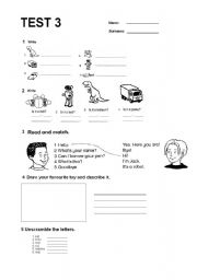 English Worksheet: happy street 1 - unit 3 test