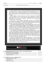 English Worksheet: Test -TV