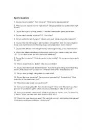 English Worksheet: Sports Conversation Questions