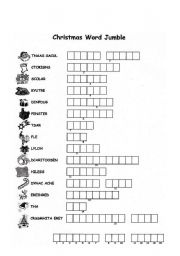 English Worksheet: Christmas Word Jumble