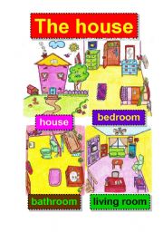 the house - living spaces -  flashcards - bedroom - bathroom - living room