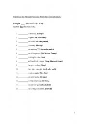 English Worksheet: Personal Pronouns (Subject)