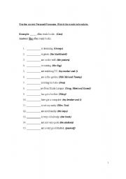 English worksheet: Personal Pronouns (Subject)