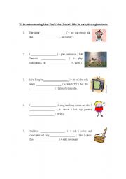 English worksheet: Verb To-Do : Like/Likes