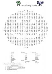 Describing People Wordsearch