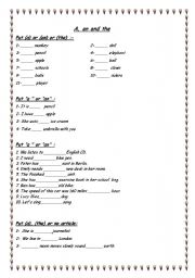 English Worksheet: a-an-the